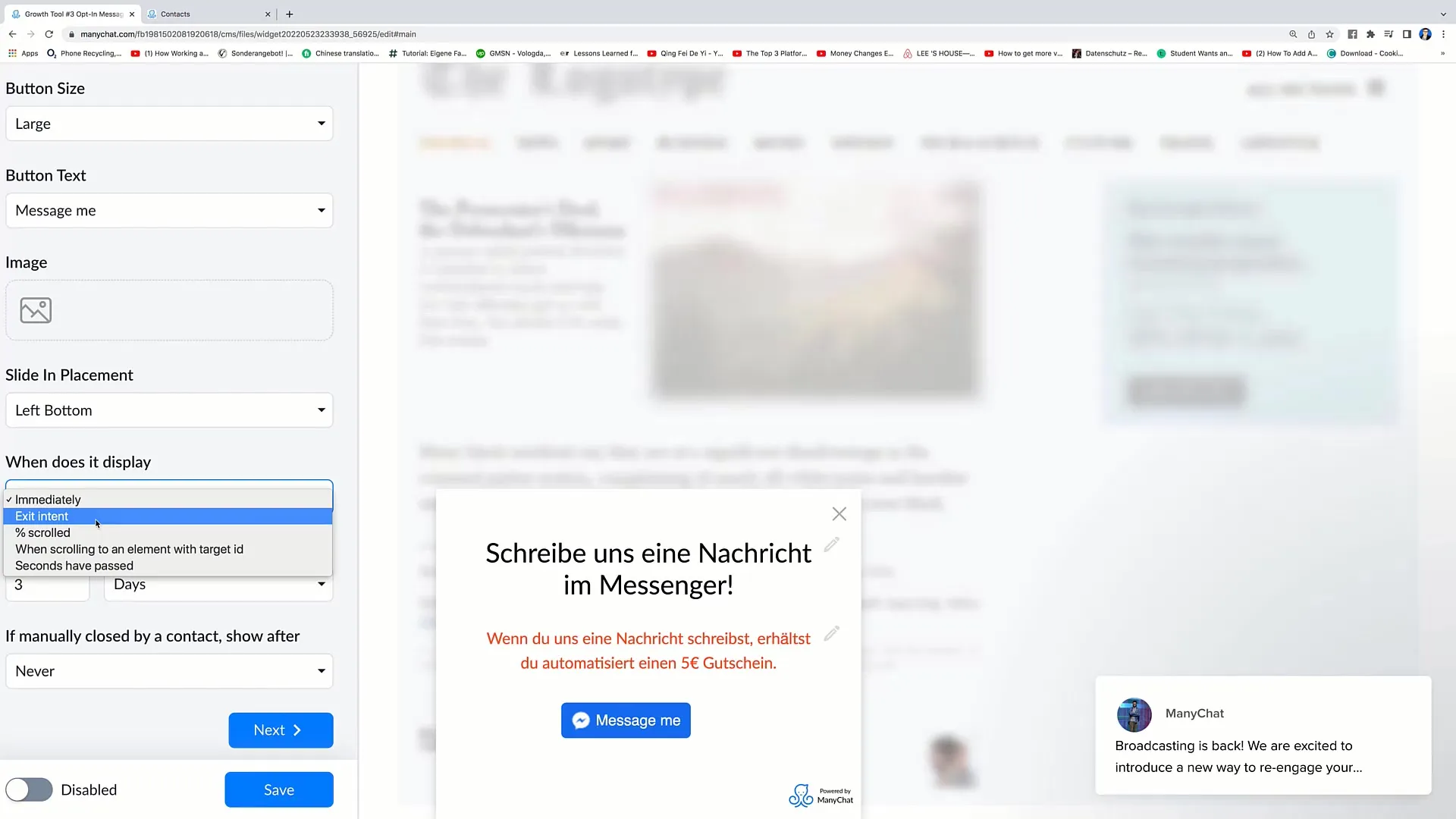 Vytvoření slide-in pro marketing na Facebooku