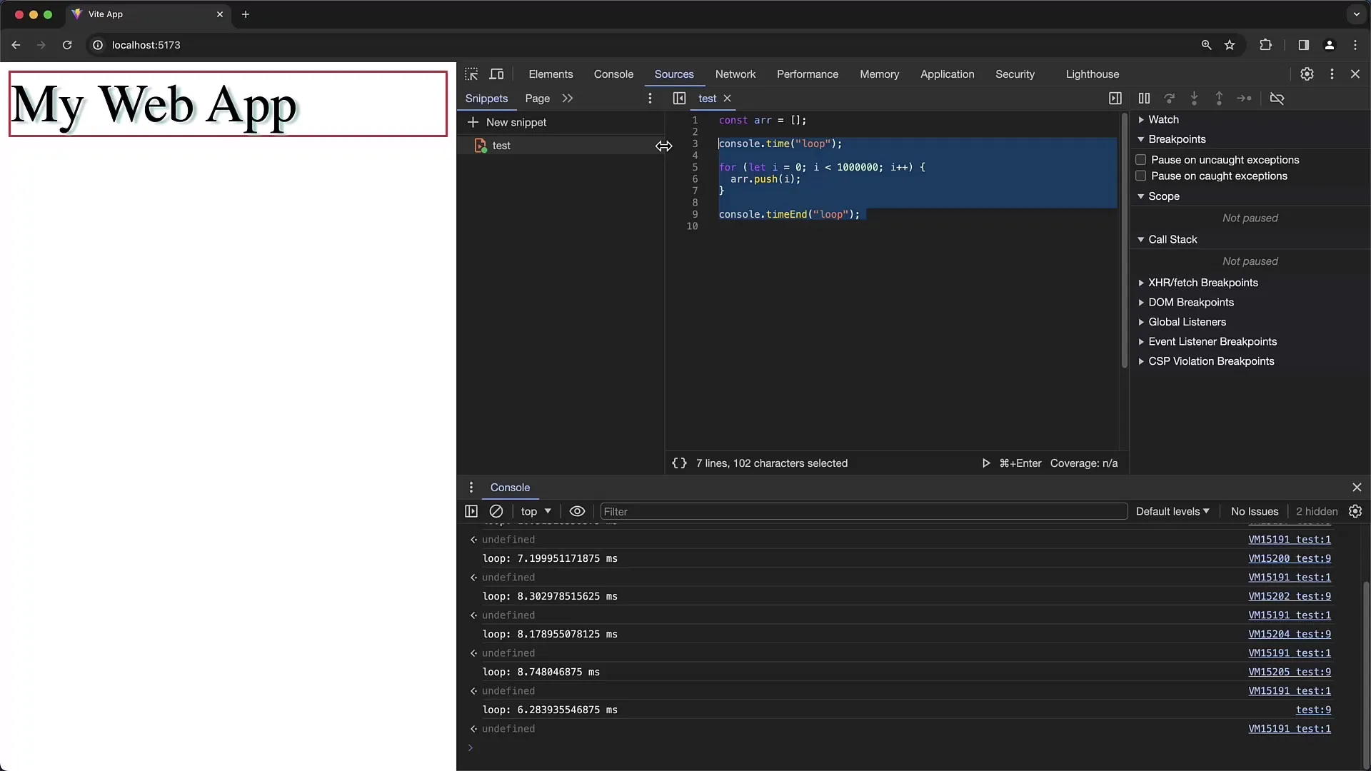 Chrome Developer -työkalut: Avain pätkien ja aikamittauksen käsittelyyn