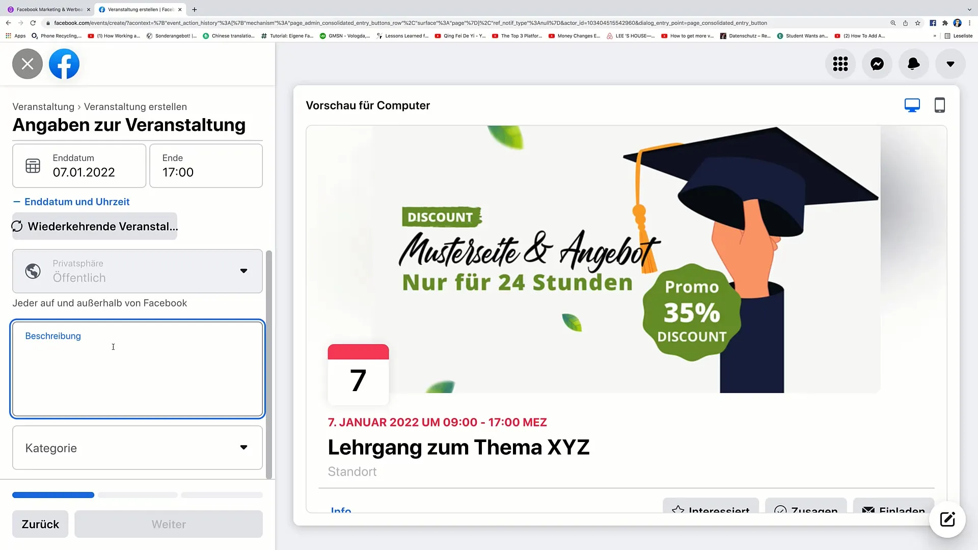 Krok za krokem k události na Facebooku