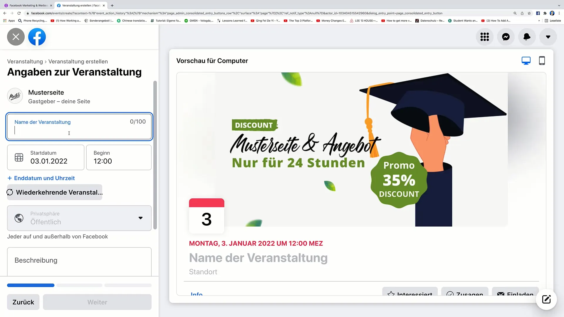 Krok za krokem k události na Facebooku
