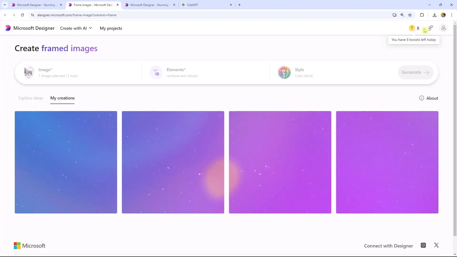 Ram inn bilder kreativ med Microsoft Designer