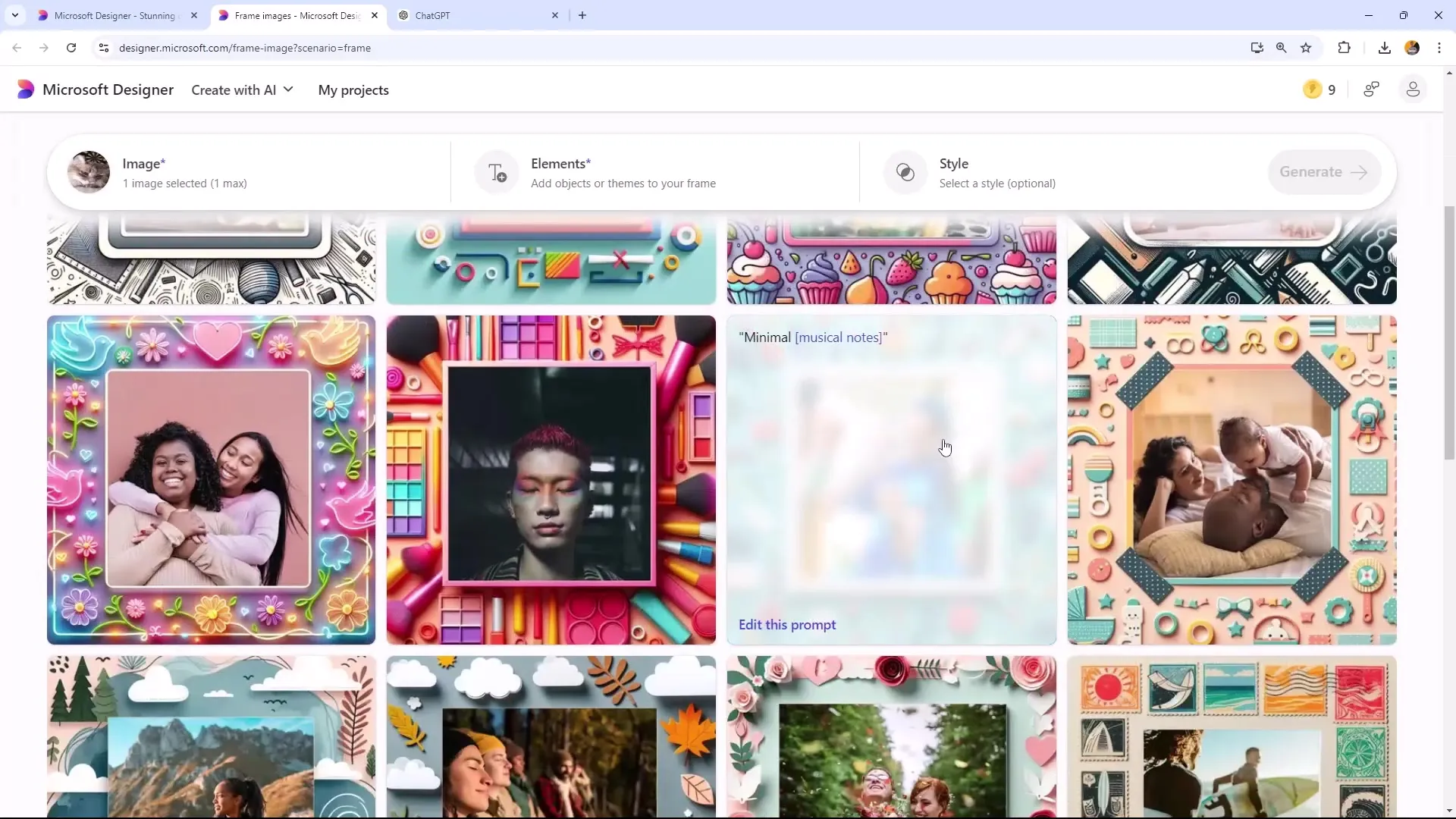 Ramme inn bilder kreativ med Microsoft Designer