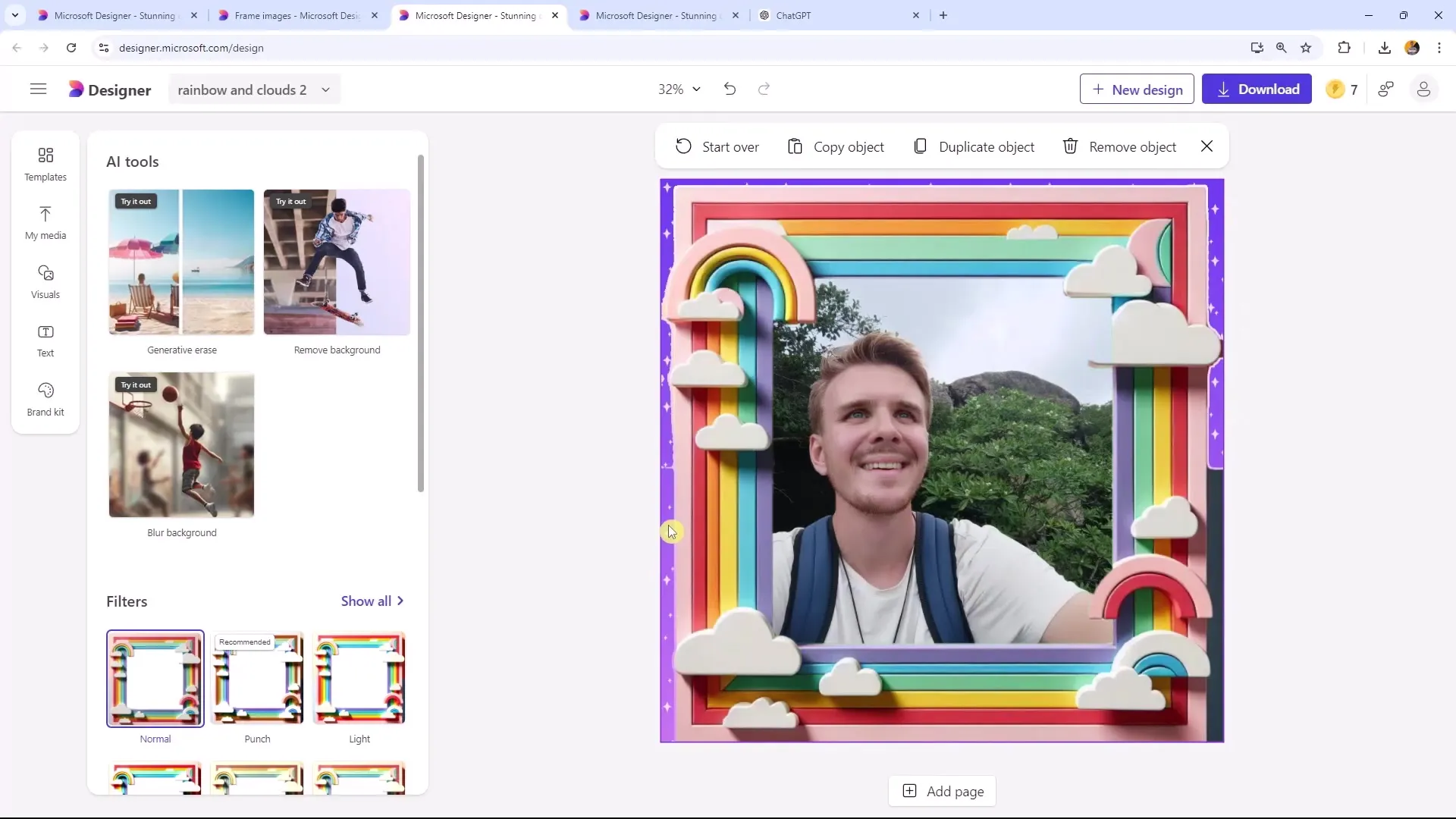 Lage kreativ innrammet bilder med Microsoft Designer
