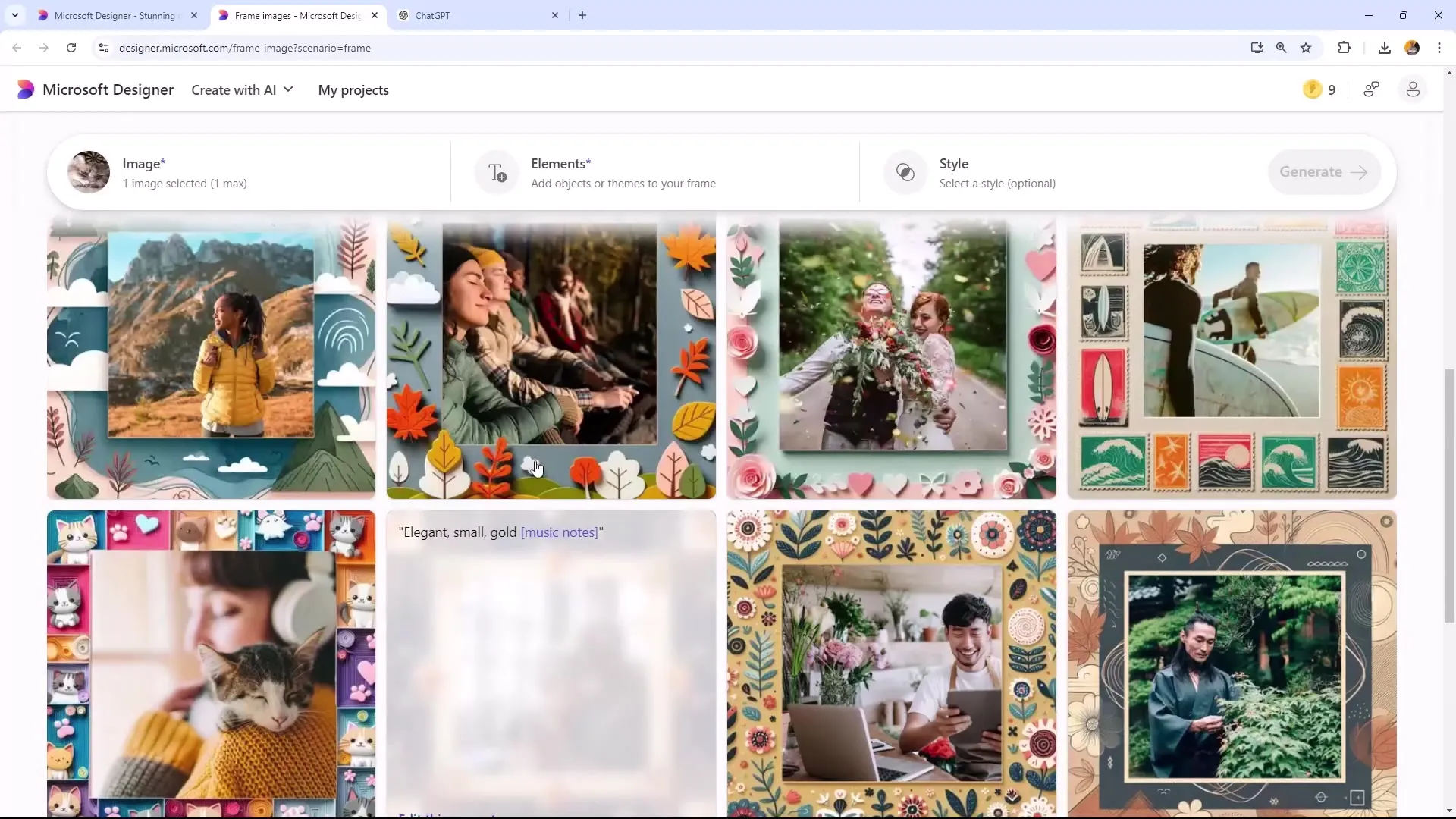 Ramme inn bilder kreativ med Microsoft Designer