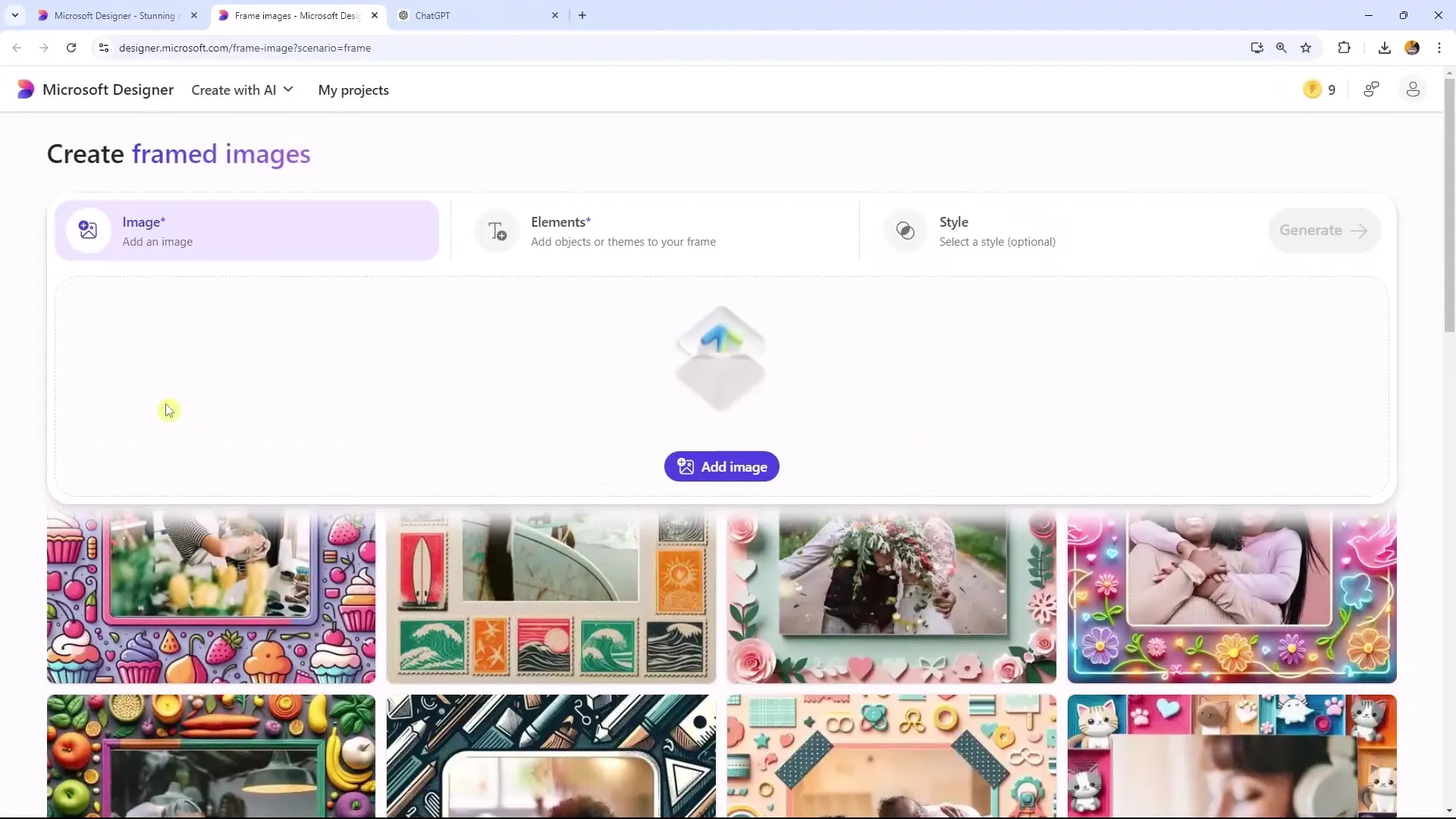 Å ramme inn bilder kreativ med Microsoft Designer