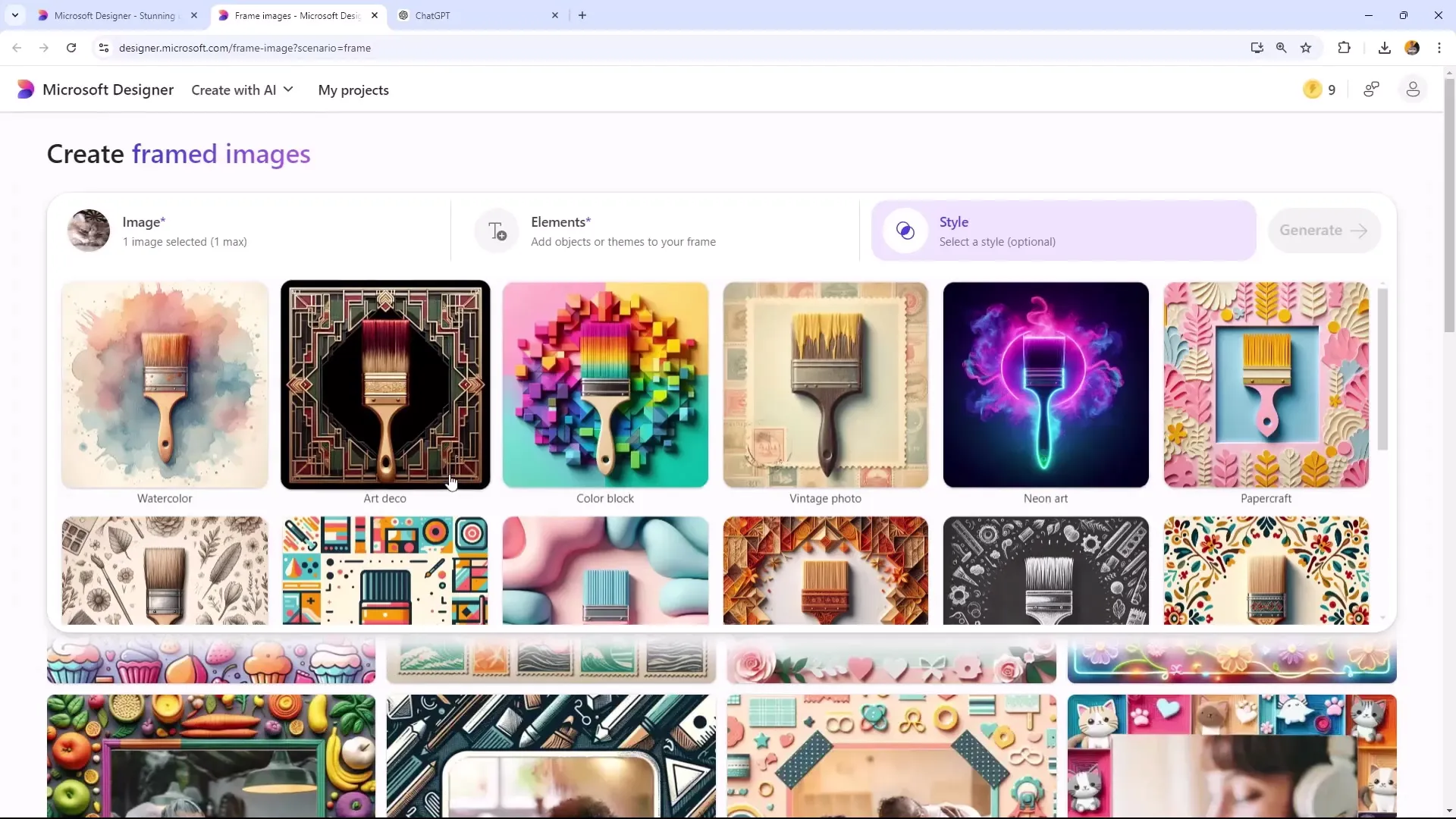 Bilder kreativ innramming med Microsoft Designer