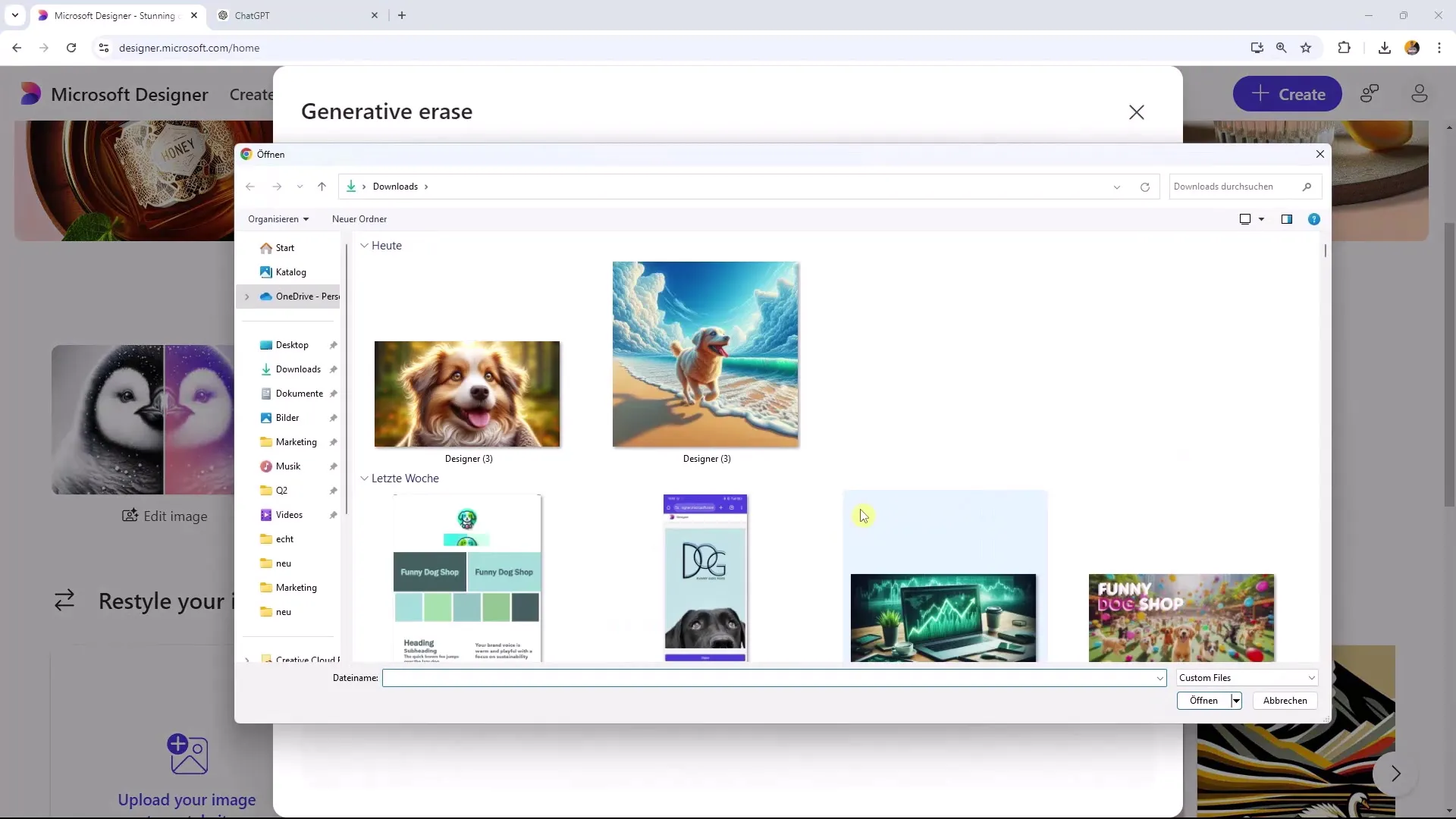 Veiledning for generativ sletting med Microsoft Designer