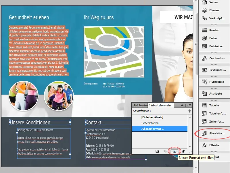 Desain flyer dalam format lipat dengan contoh studio olahraga/fitness - Bagian 4
