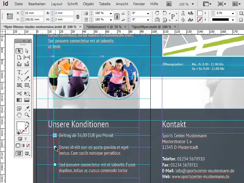 Desain flyer dalam format lipat berdasarkan contoh studio olahraga/kebugaran - Bagian 4.
