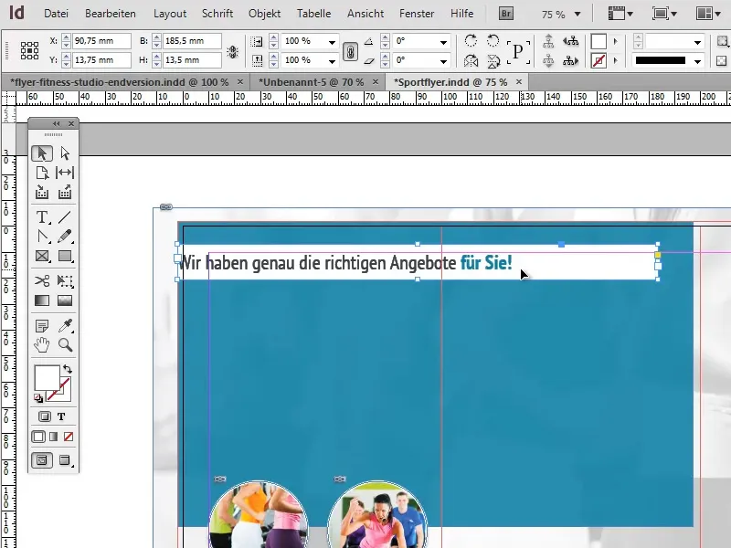 Desain flyer dalam format lipat dengan contoh studio olahraga/kebugaran - Bagian 4