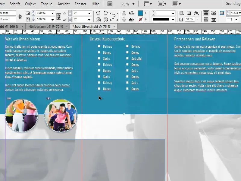 Desain flyer dalam format lipat dengan contoh studio olahraga/kebugaran - Bagian 4