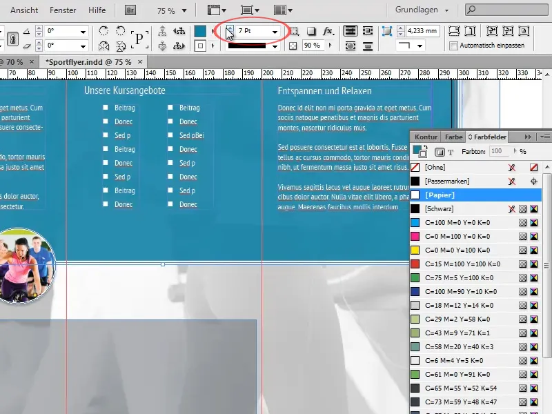 Desain flyer dalam format lipat dengan contoh studio olahraga/fitness - Bagian 4