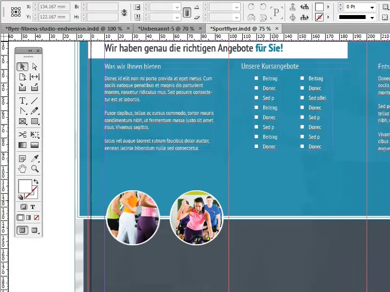 Desain flyer dalam format lipat dengan contoh studio olahraga/kebugaran - Bagian 4