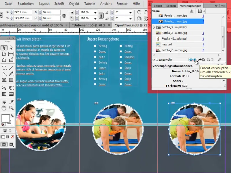 Desain flyer dalam format lipat dengan contoh studio olahraga/kebugaran - Bagian 4