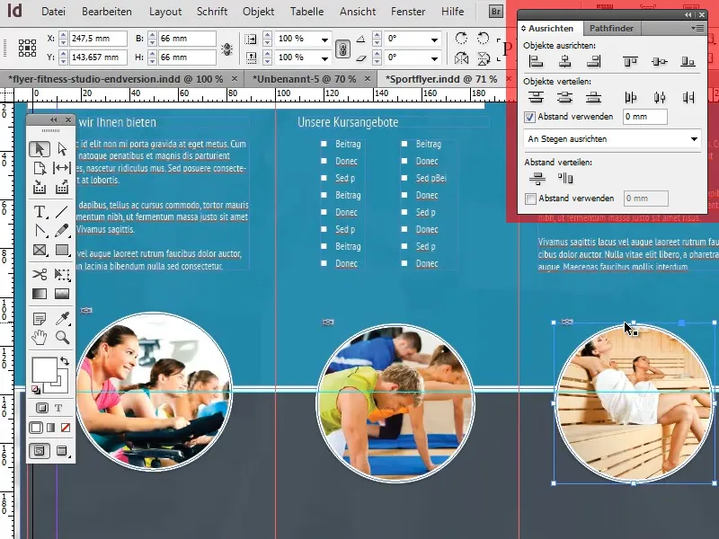 Desain flyer dalam format lipat dengan contoh studio olahraga/kebugaran - Bagian 4