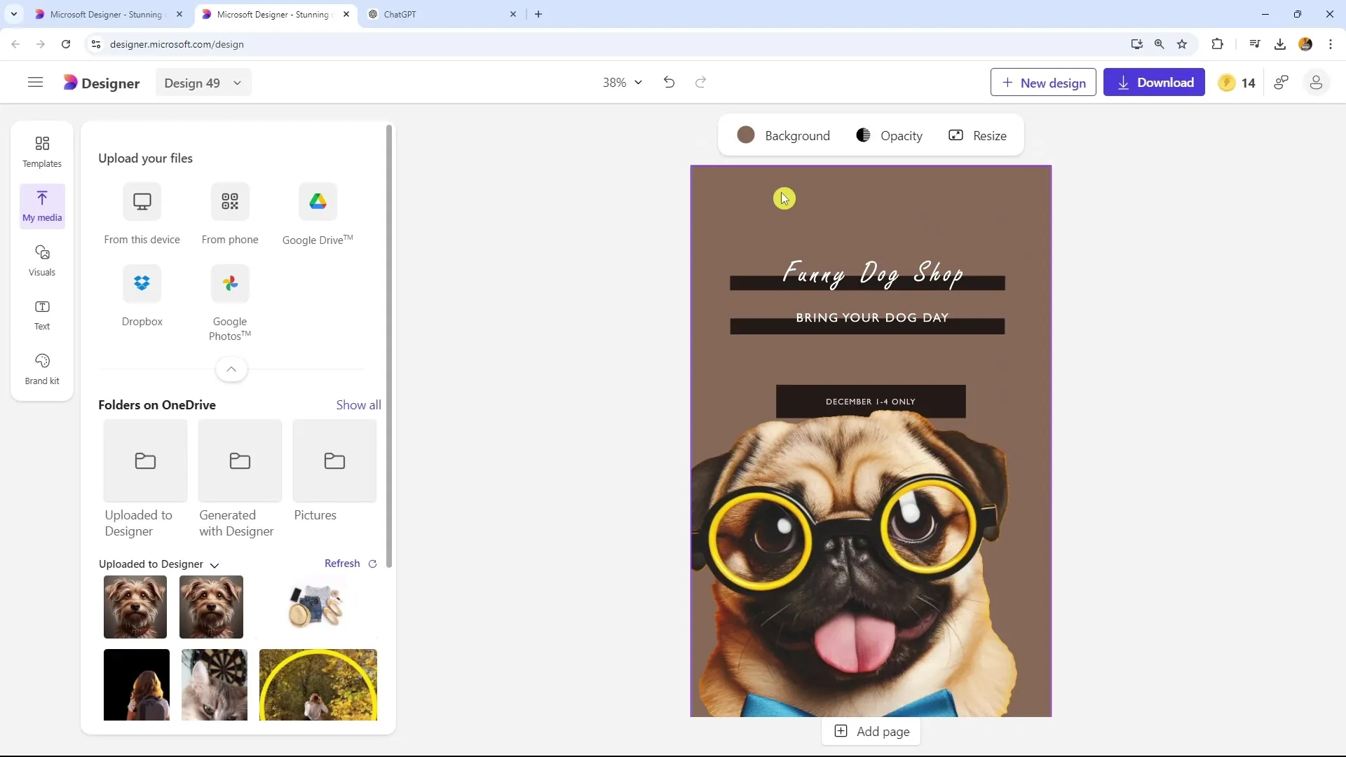 Effektiv forberedelse av flygeblader for trykk og digital deling med Microsoft Designer