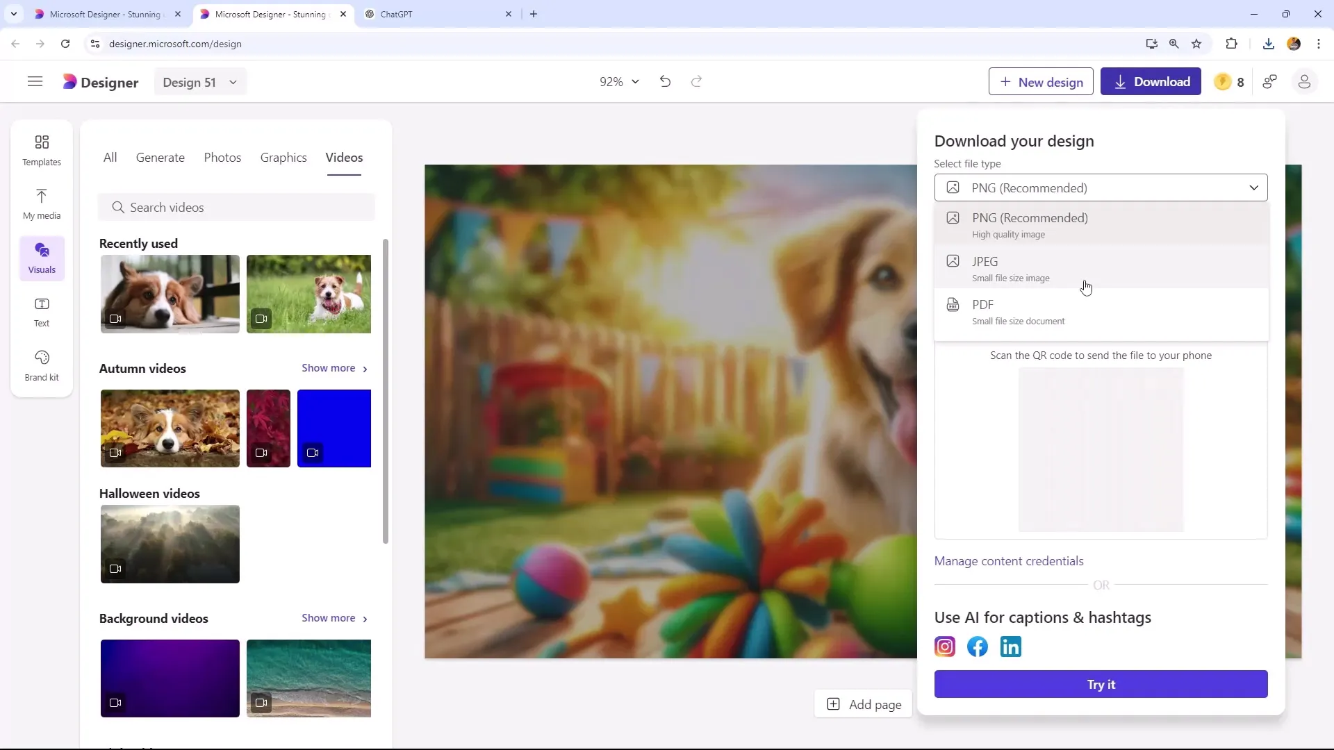 Effektiv eksport av design i Microsoft Designer