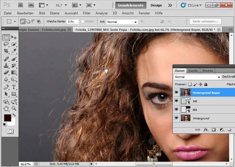Nye funktioner i Photoshop CS5: Forbedring af kanter og intelligente masker.