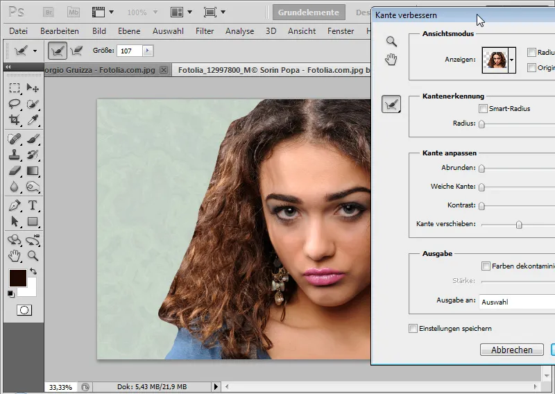 Nye funktioner i Photoshop CS5: Forbedre kant og intelligente masker.