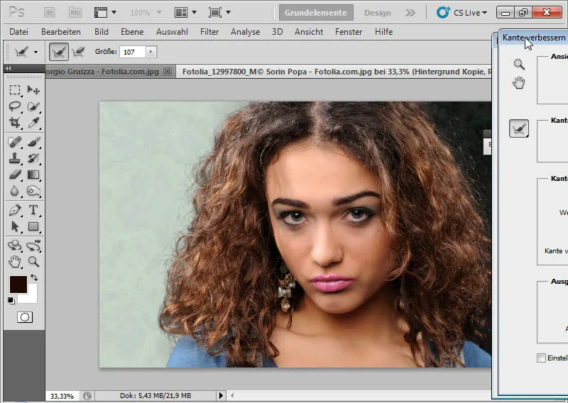 Nye funktioner i Photoshop CS5: Forbedring af kanter og intelligente masker.