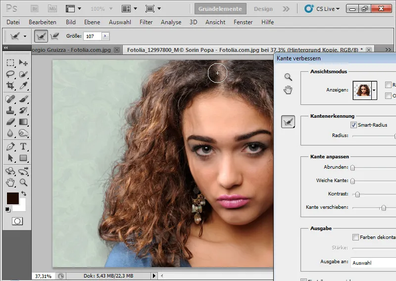 Nye funktioner i Photoshop CS5: Forbedring af kanter og intelligente masker.
