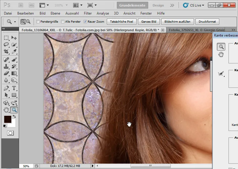 Nye funktioner i Photoshop CS5: Forbedring af kanter og intelligente masker.