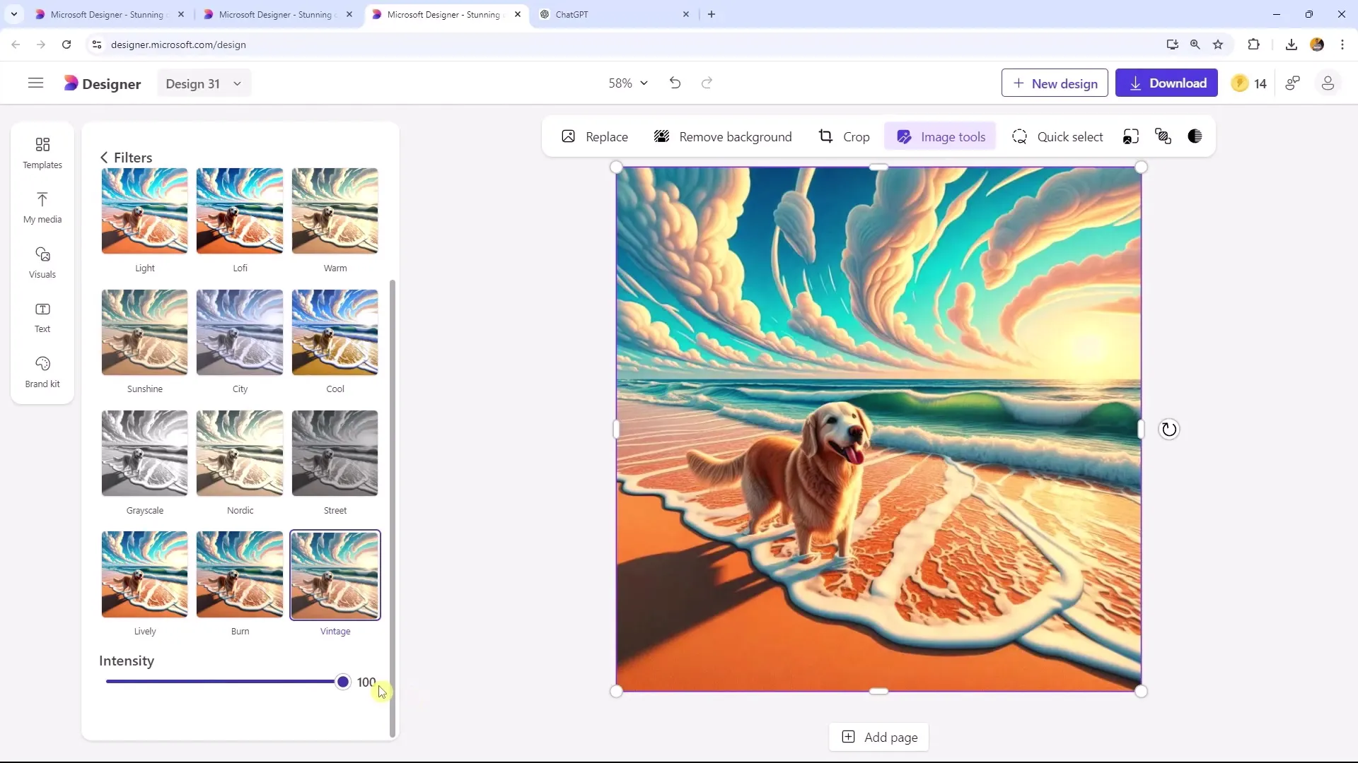 Microsoft Designer: Προσαρμογές και Κείμενο