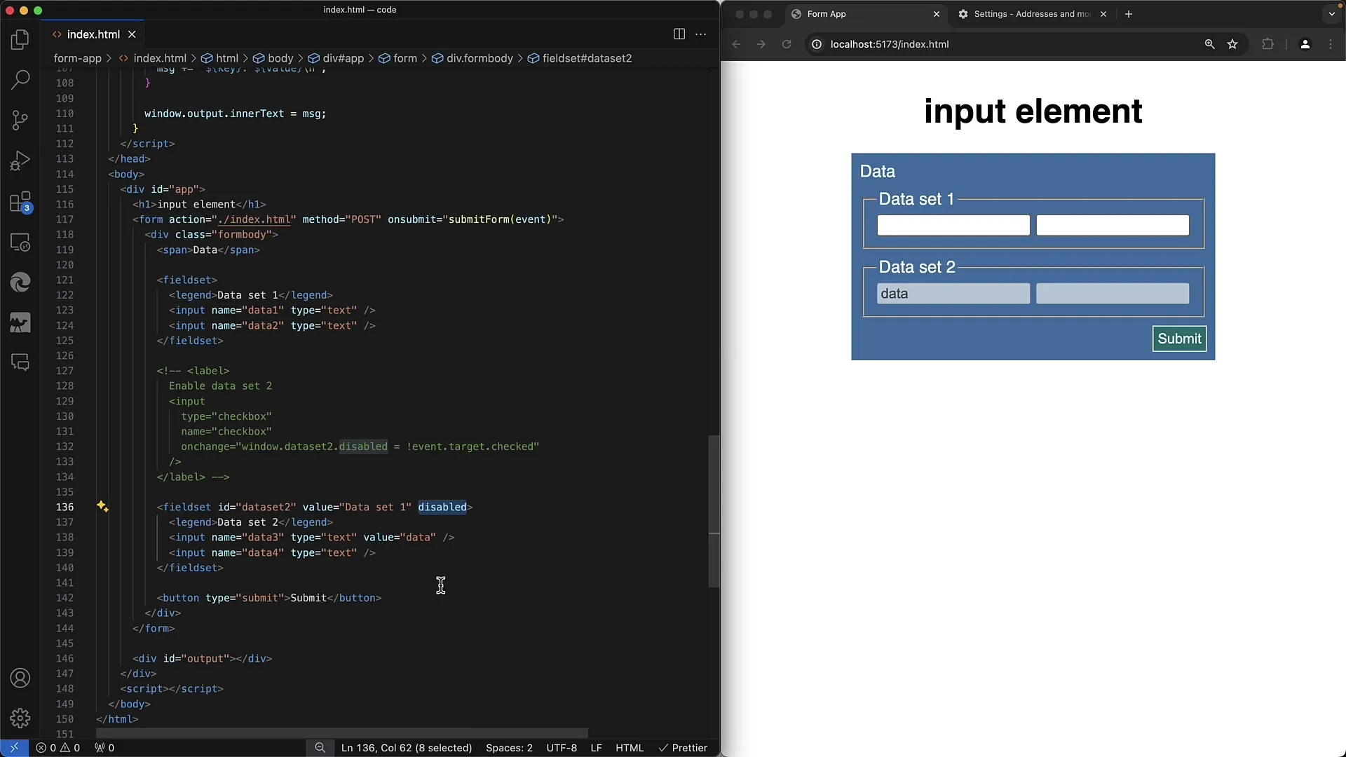 Creazione di moduli web: strutturazione con fieldsets