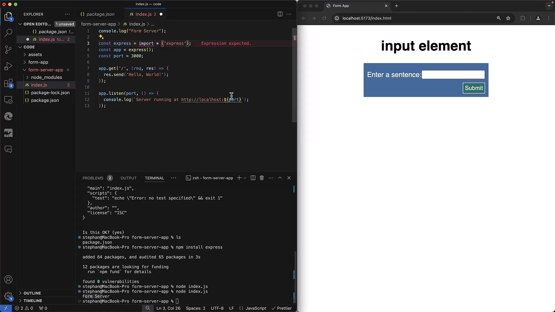 Behandle webformularerne på serversiden med Node.js og Express