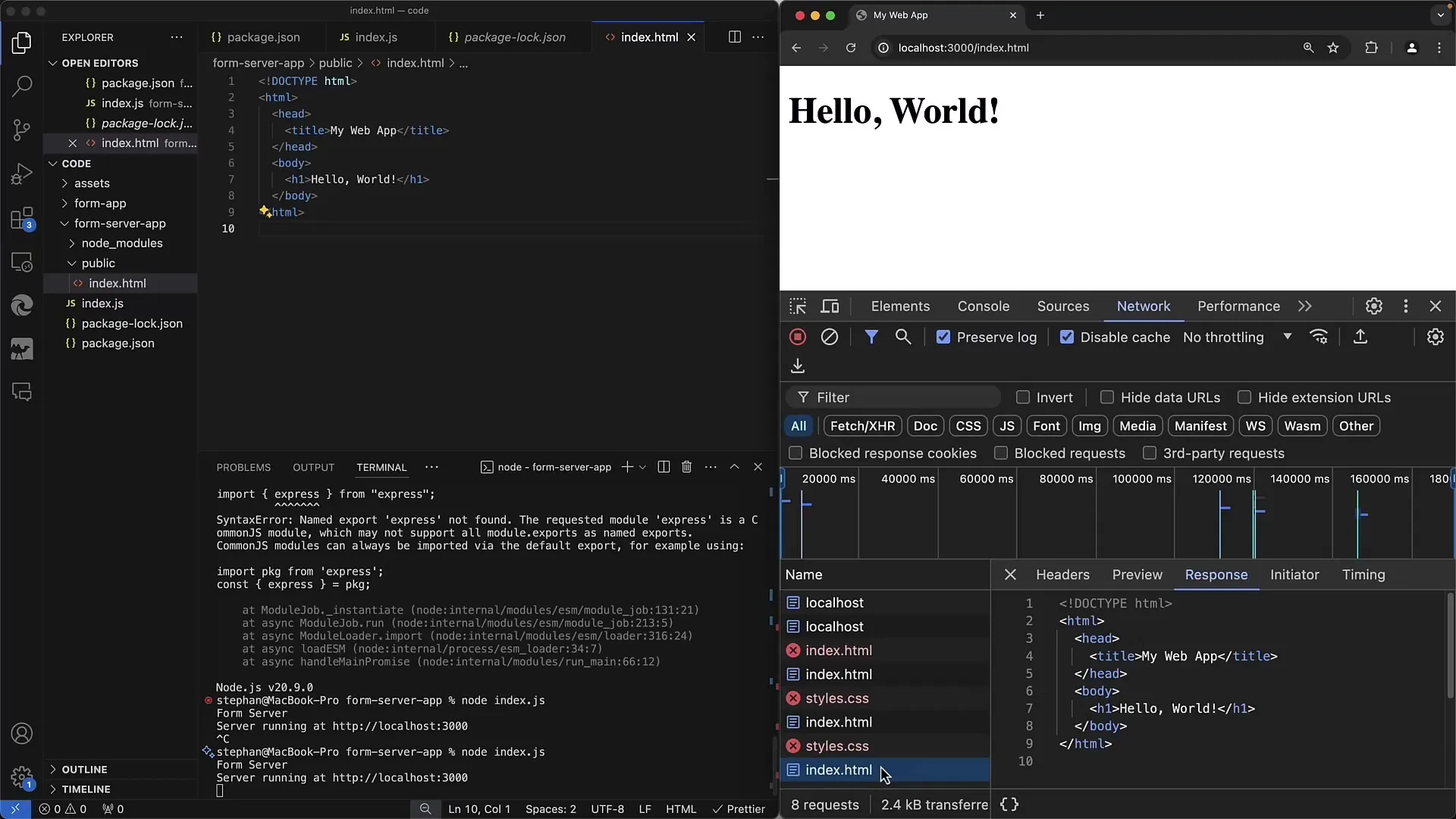 Behandling af webformularer på serversiden med Node.js og Express