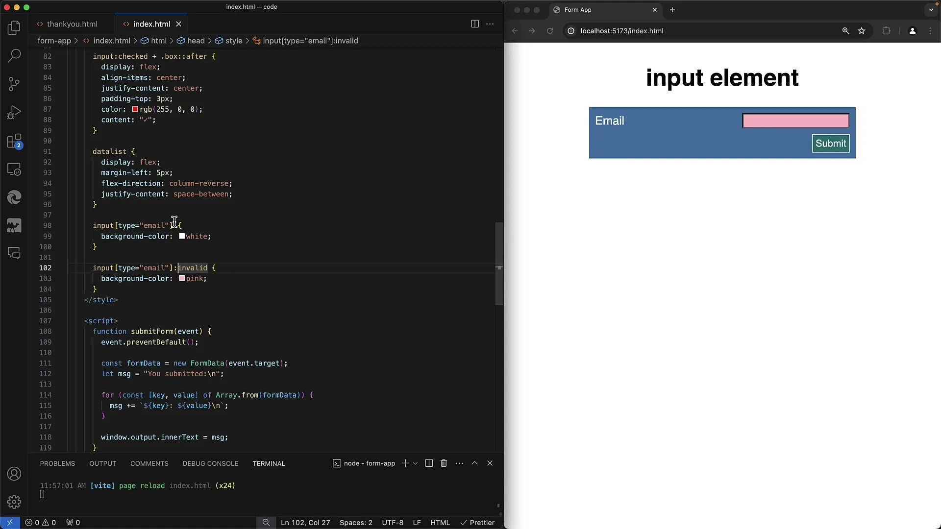 Validación de campos de entrada de correo electrónico y URL en formularios HTML