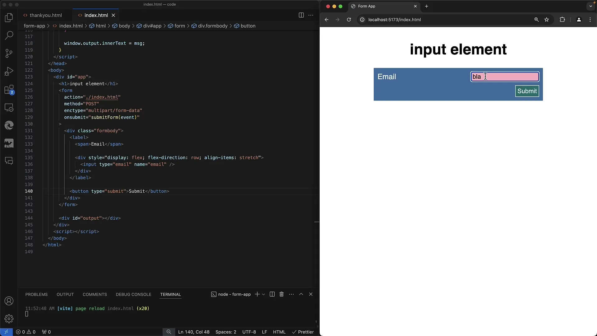 Validación de campos de entrada de correo electrónico y URL en formularios HTML