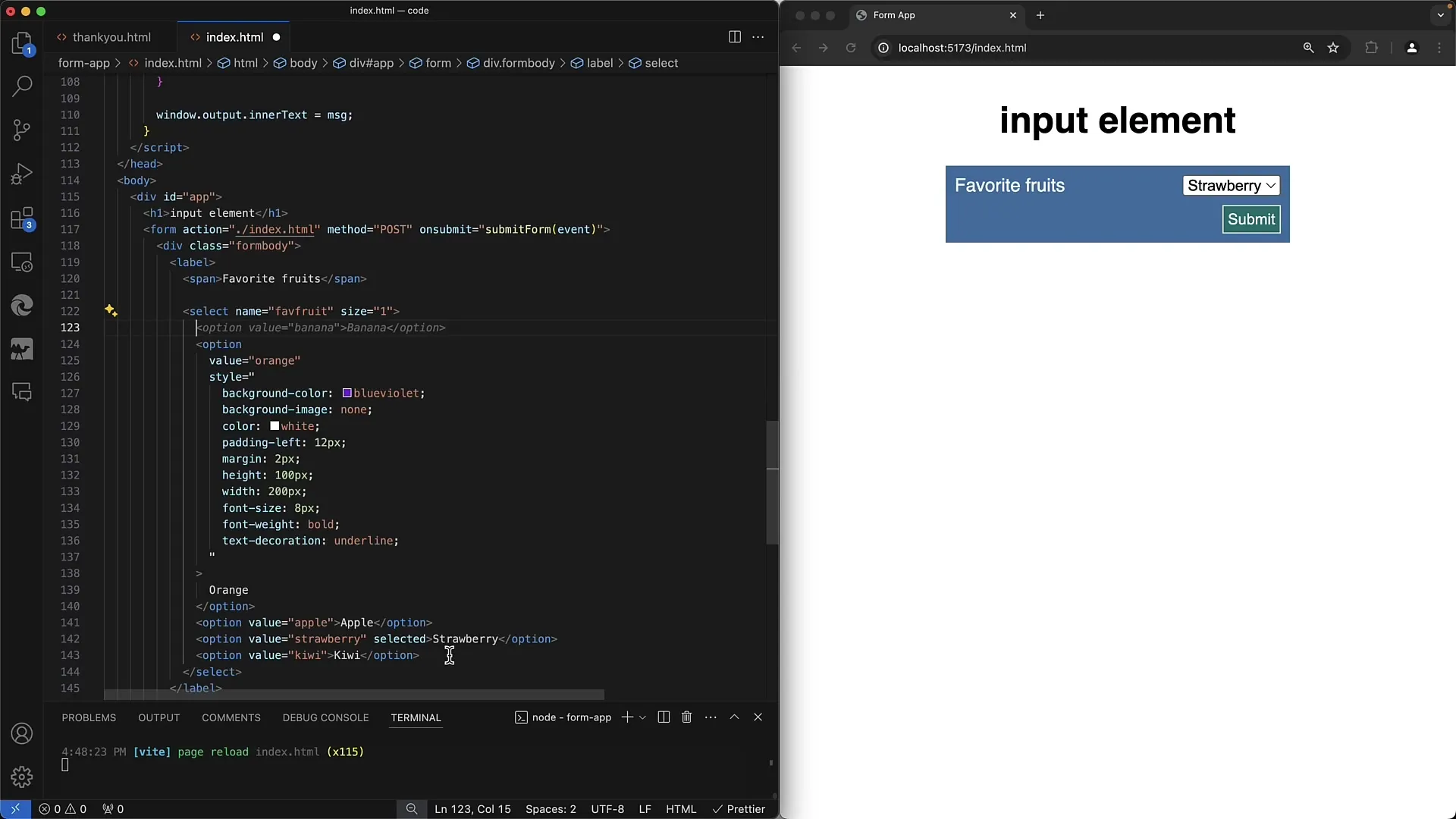 Crear formularios web: agrupación de opciones