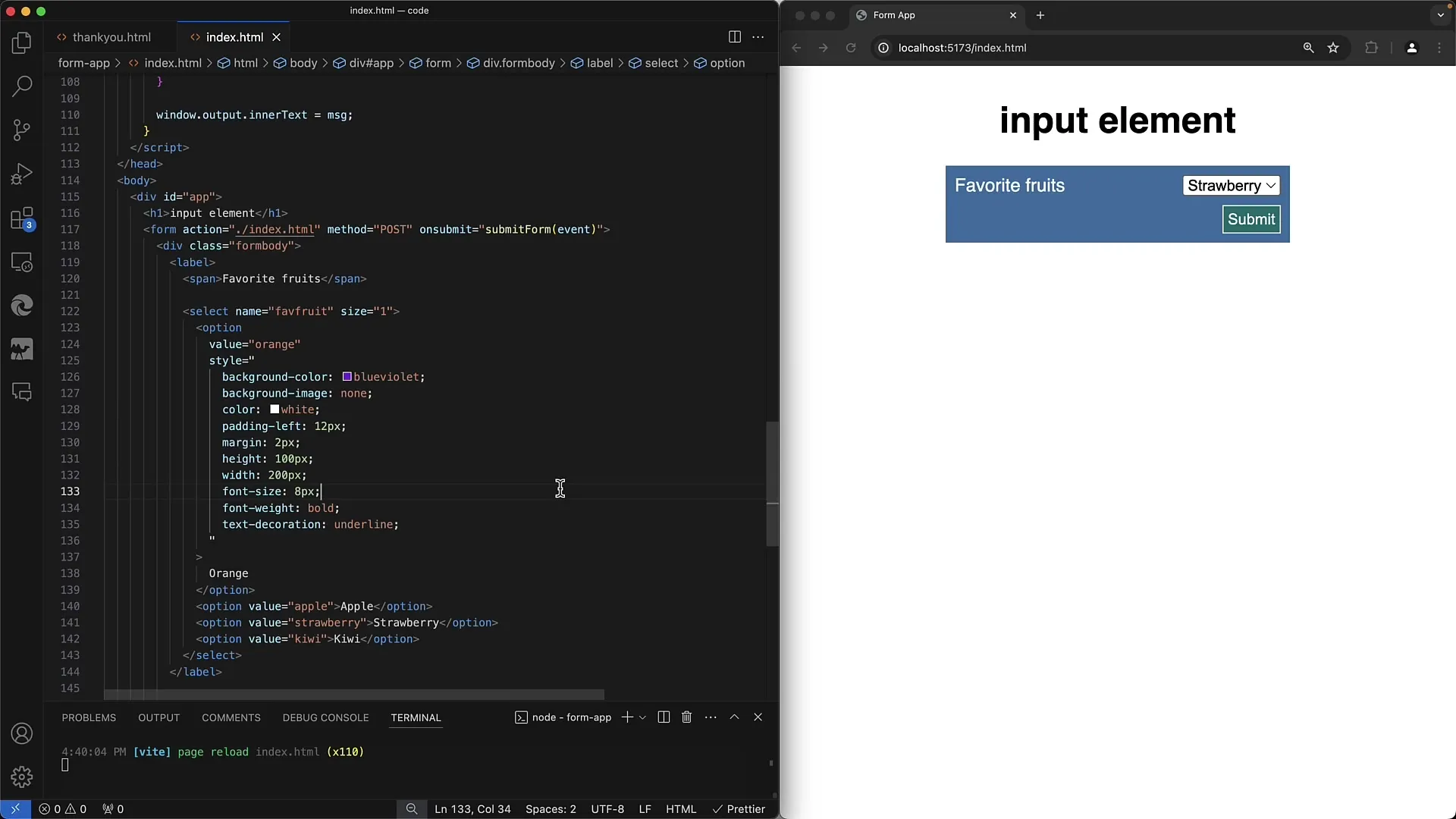 Crear formularios web: Agrupación de opciones