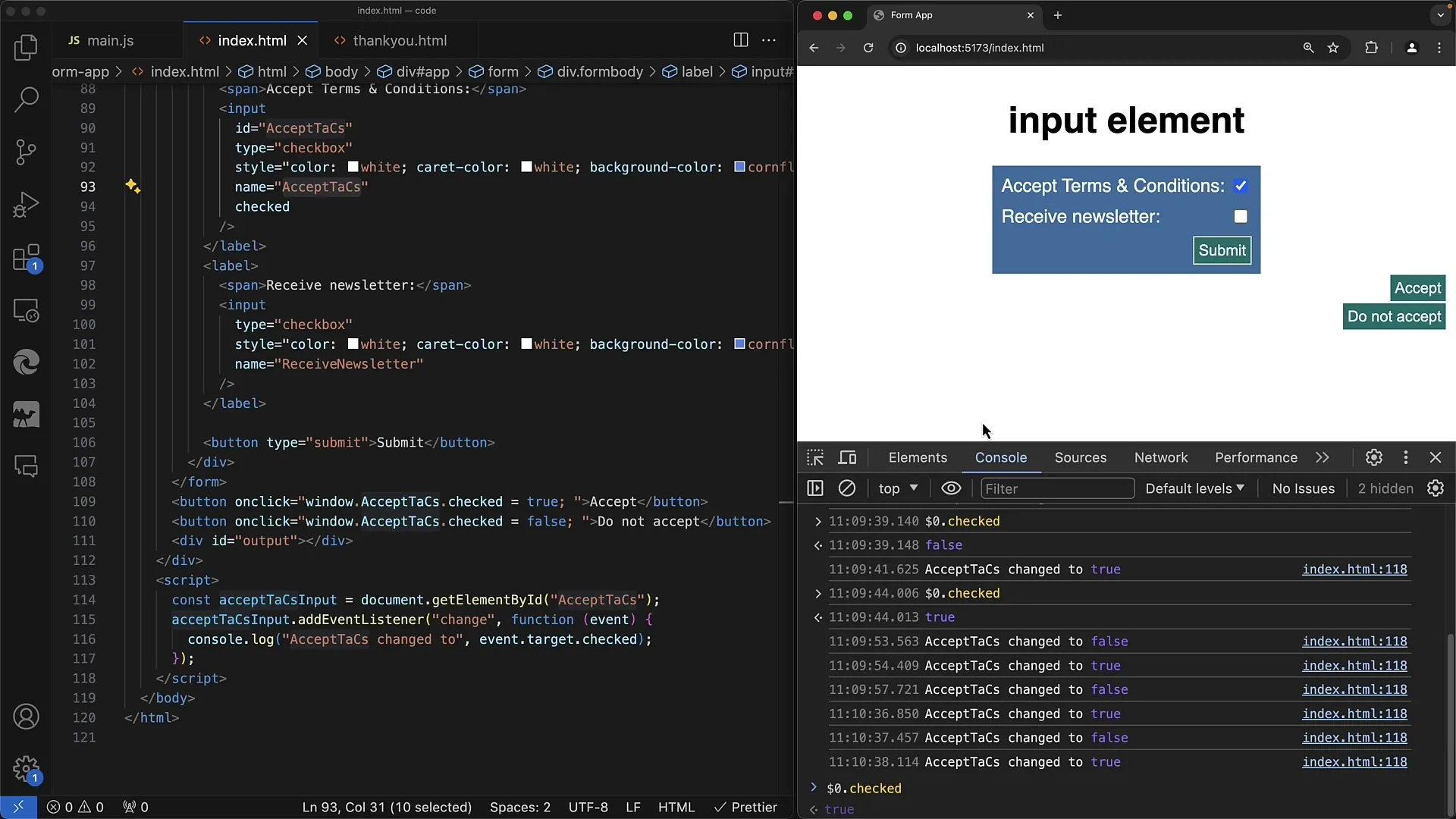Brug checkboksene effektivt i JavaScript