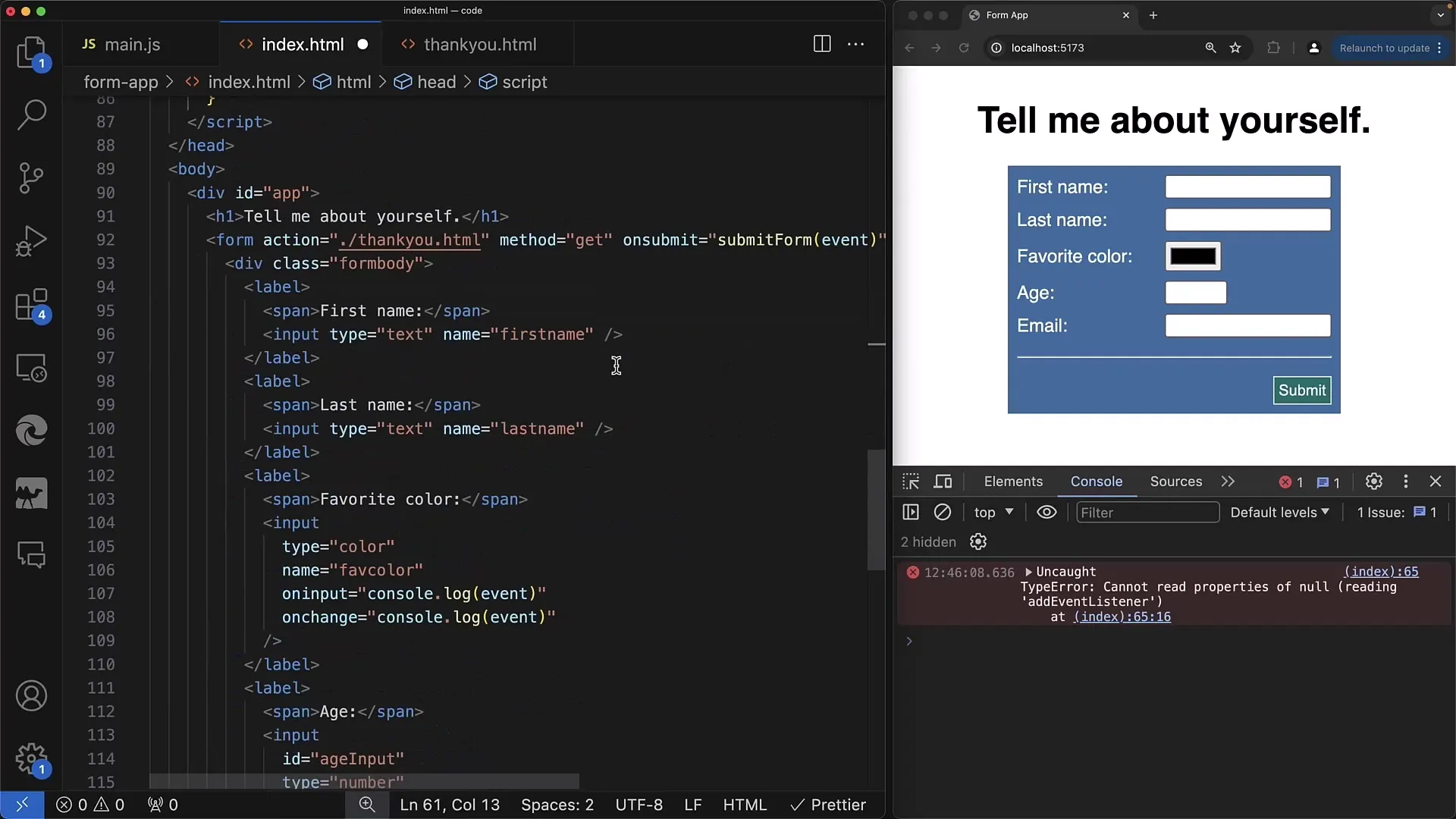 Reacting to changes with addEventListener in web forms