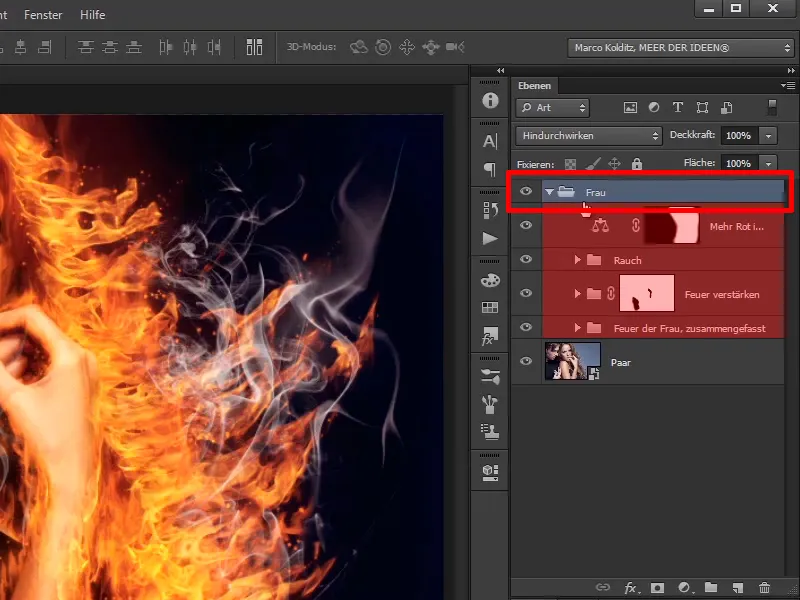 Photoshop composing - Fire and ice - Part 09: The icy look of the man