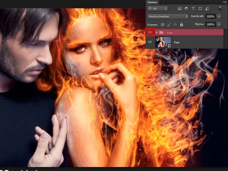Photoshop composing - Fire and ice - Part 09: The icy look of the man