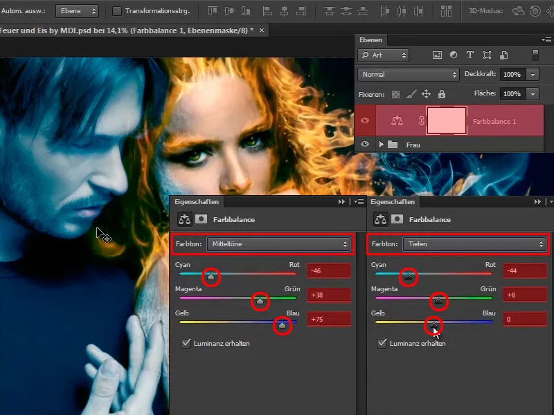 Photoshop composing - Fire and ice - Part 09: The icy look of the man