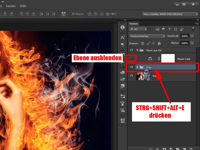 Photoshop composing - Fire and ice - Part 09: The icy look of the man