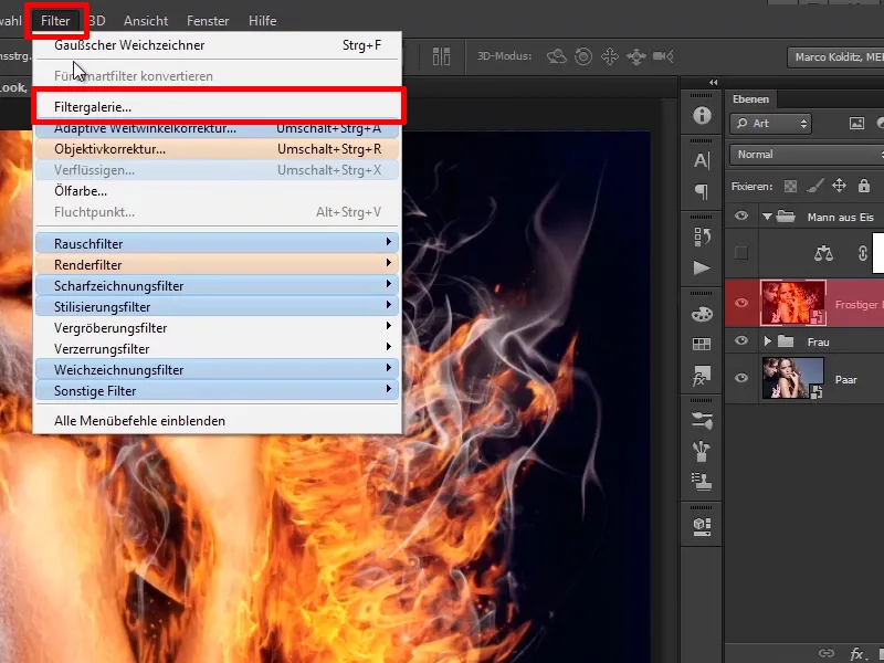 Photoshop composing - Fire and ice - Part 09: The icy look of the man