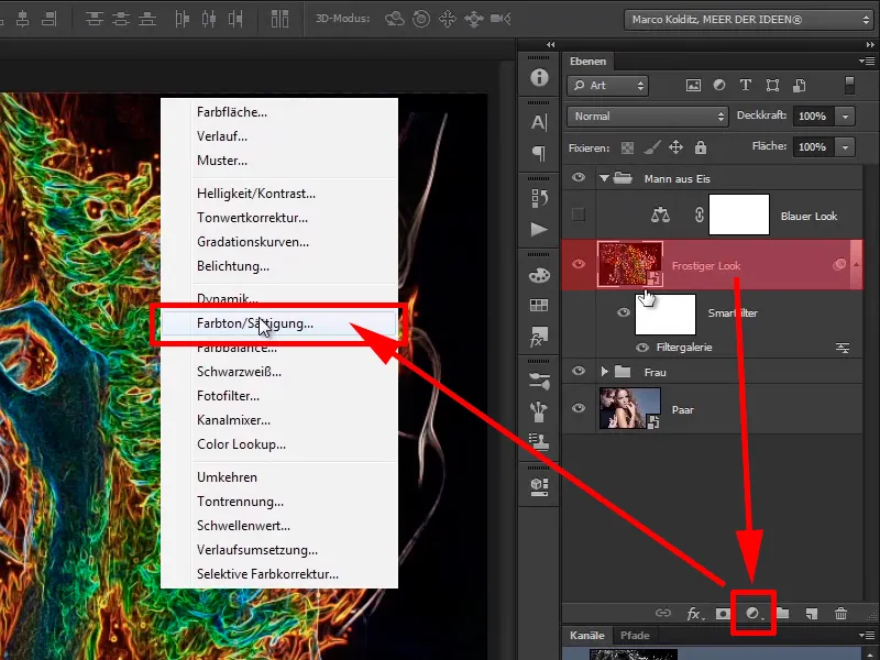 Photoshop composing - Fire and ice - Part 09: The icy look of the man