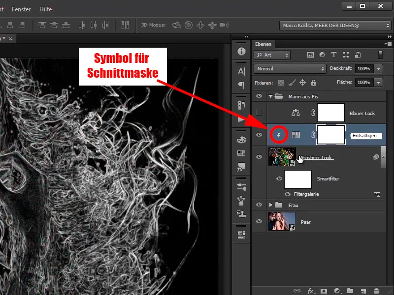 Photoshop composing - Fire and ice - Part 09: The icy look of the man