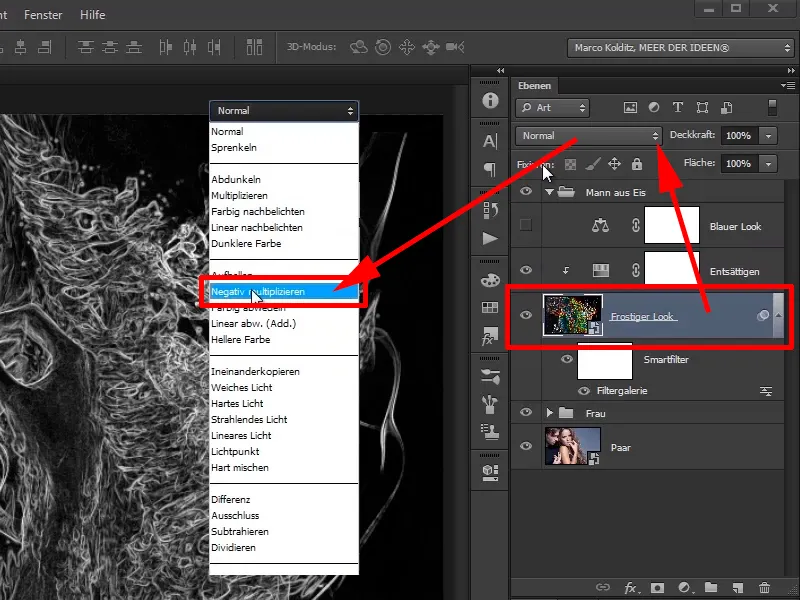 Photoshop composing - Fire and ice - Part 09: The icy look of the man