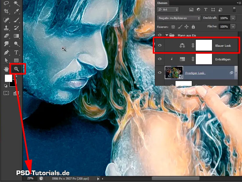 Photoshop composing - Fire and ice - Part 09: The icy look of the man