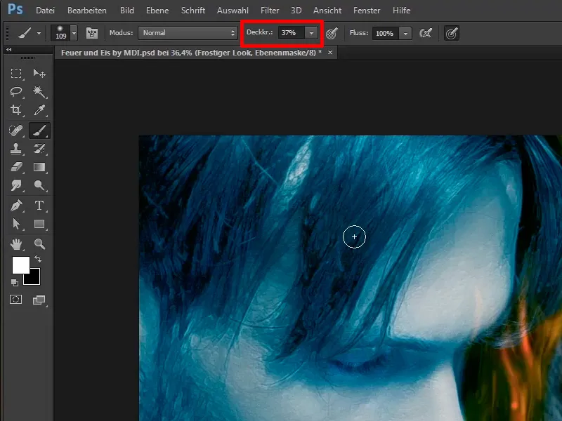 Photoshop composing - Fire and ice - Part 09: The icy look of the man