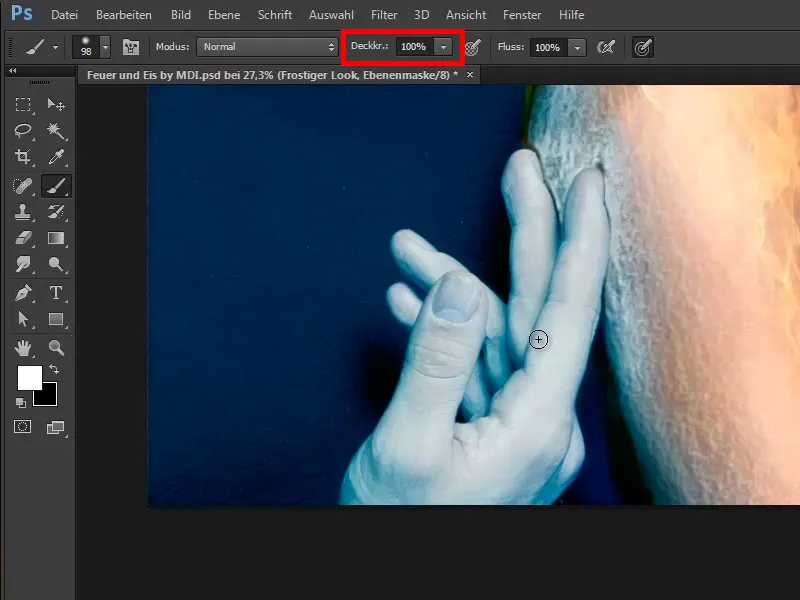 Photoshop composing - Fire and ice - Part 09: The icy look of the man
