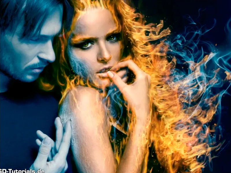 Photoshop composing - Fire and ice - Part 09: The icy look of the man