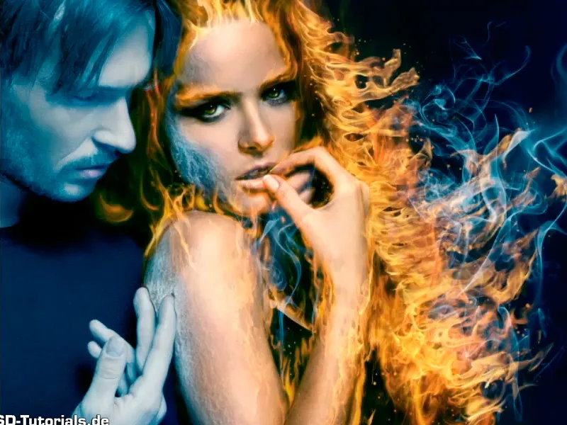 Photoshop composing - Fire and ice - Part 09: The icy look of the man