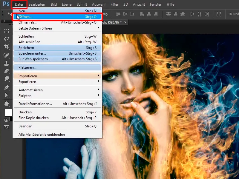 Photoshop composing - Fire and ice - Part 09: The icy look of the man